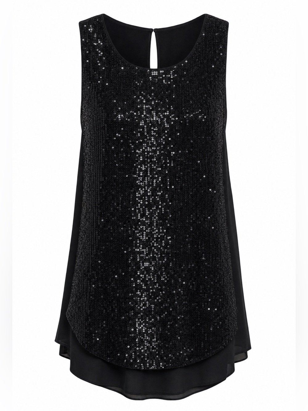 Papillon Black Sequin Layered Top XS NWT Sleeveless